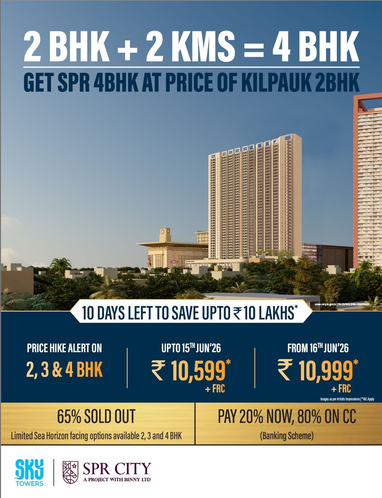 SPR City — 2BHK+2KMS=4BHK